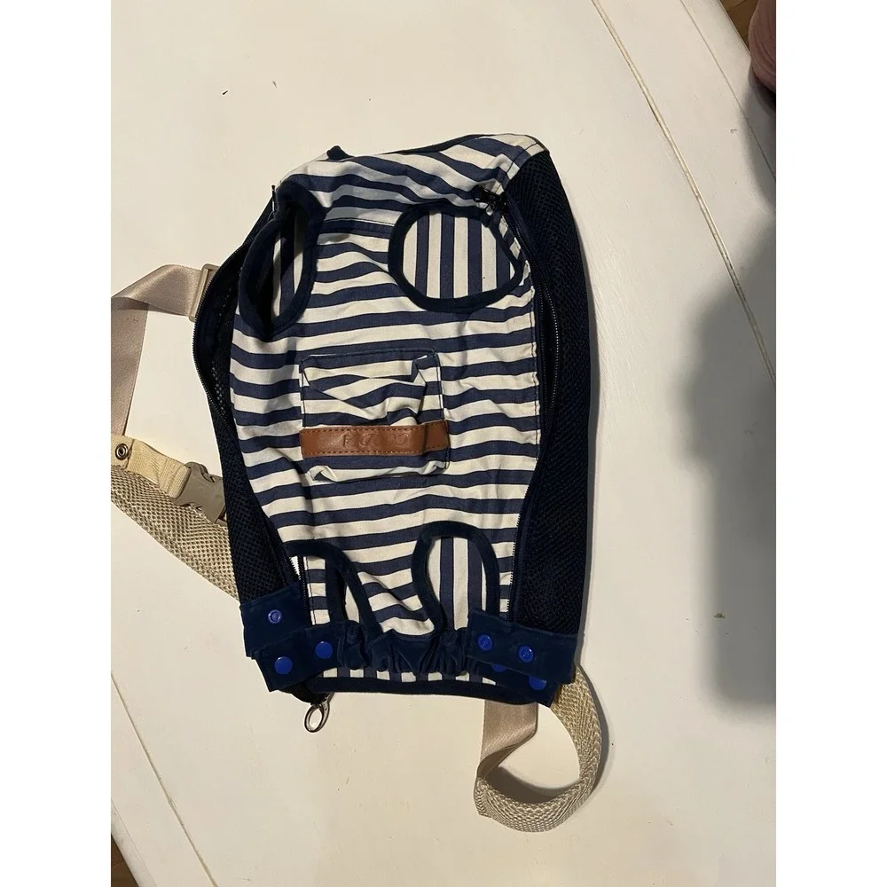COODIA Legs Out Front Pet Dog Carrier Front Chest Backpack Blue Striped XL